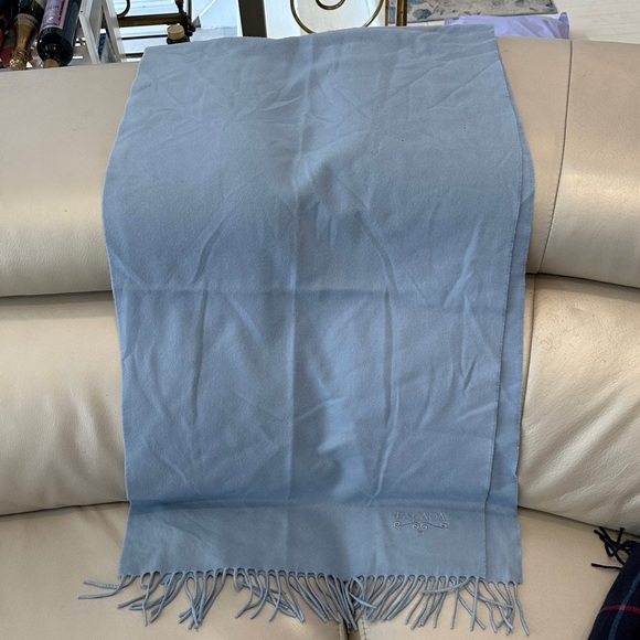 Escada Accessories - Escada Light Blue Wool Fringe Scarf